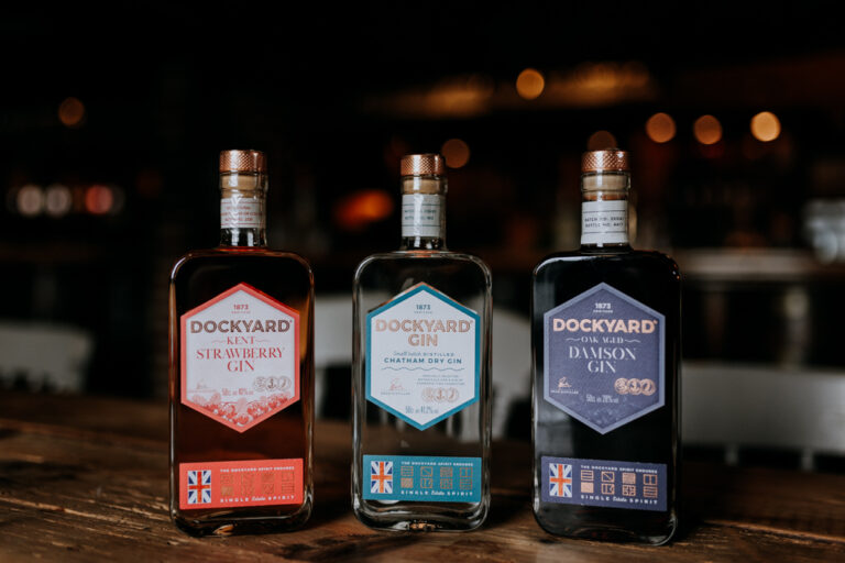 A selection of gins from Copper Rivet Distillery made with grains from The Ferry House family farm.