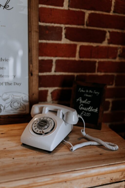An audio guestbook set up for a wedding at The Ferry House in Kent.