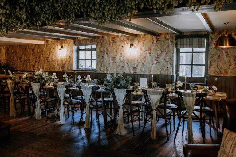 A beautiful private dining table at The Ferry House wedding venue in Kent.