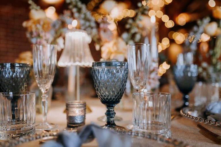 Spring theme wedding breakfast table decor at The Ferry House barn wedding venue in Kent.
